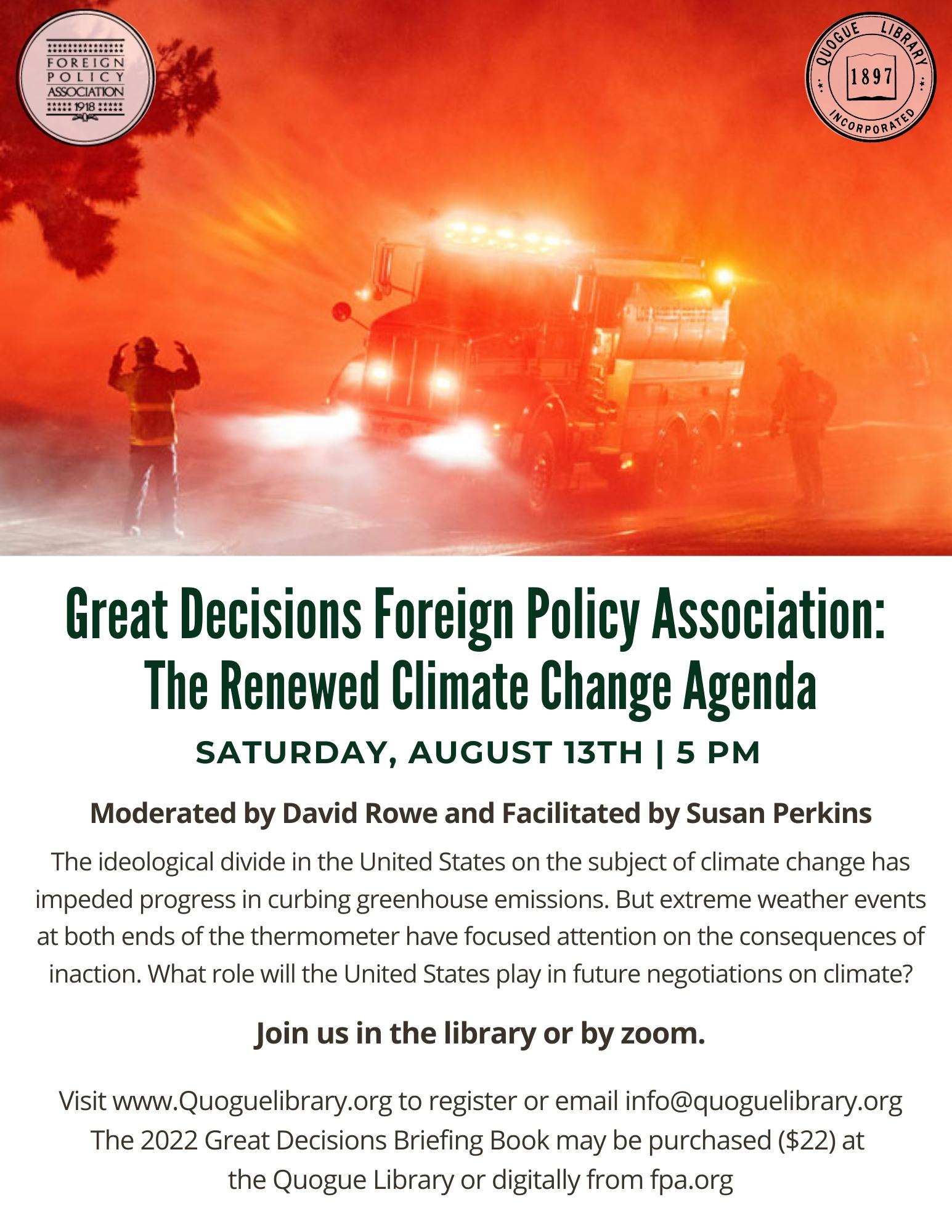 Great Decisions Foreign Policy Association: The Renewed Climate Change Agenda