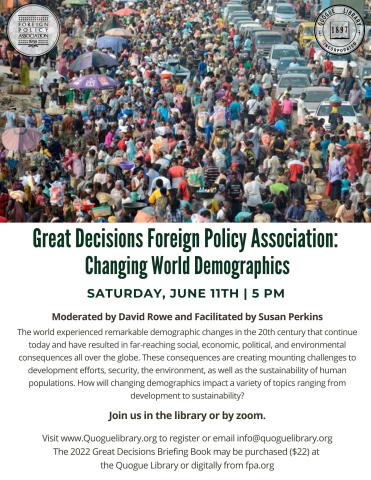 Great Decisions Foreign Policy Association: Changing World Demographics