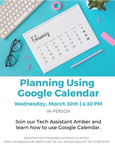 SeniorNet: Introduction to the Google Calendar (via Zoom)