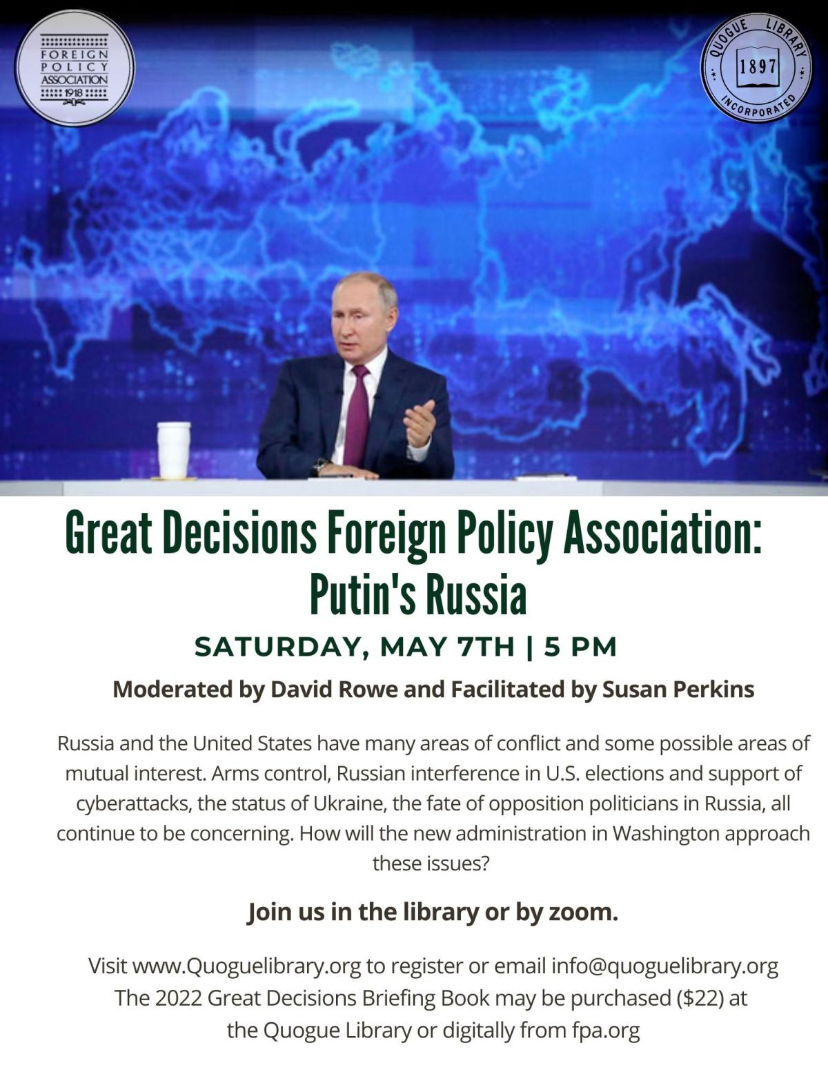 Great Decisions Foreign Policy Association: Putin's Russia