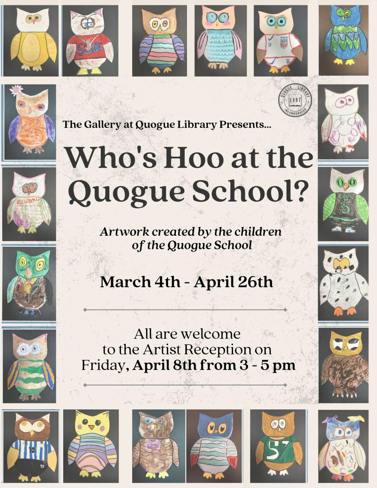 Art Gallery Reception "Owls" by Quogue School Students